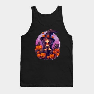 Halloween Witch Black Cats Jack-o-Lanterns Tank Top